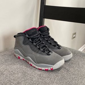 Kids 5.5Y Air Jordan 10 Retro Smoke gray/Rush pink GS